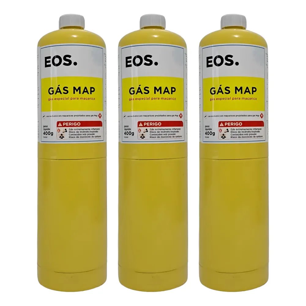 Kit Gás Map 3 Unidades Refil Maçarico Portátil Mapp