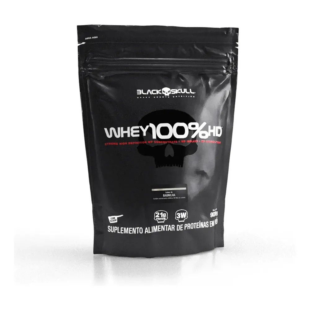 Whey 100% Hd Refil Black Skull - 900g (wpc, Wpi E Wph) Sabor Cookies & Cream