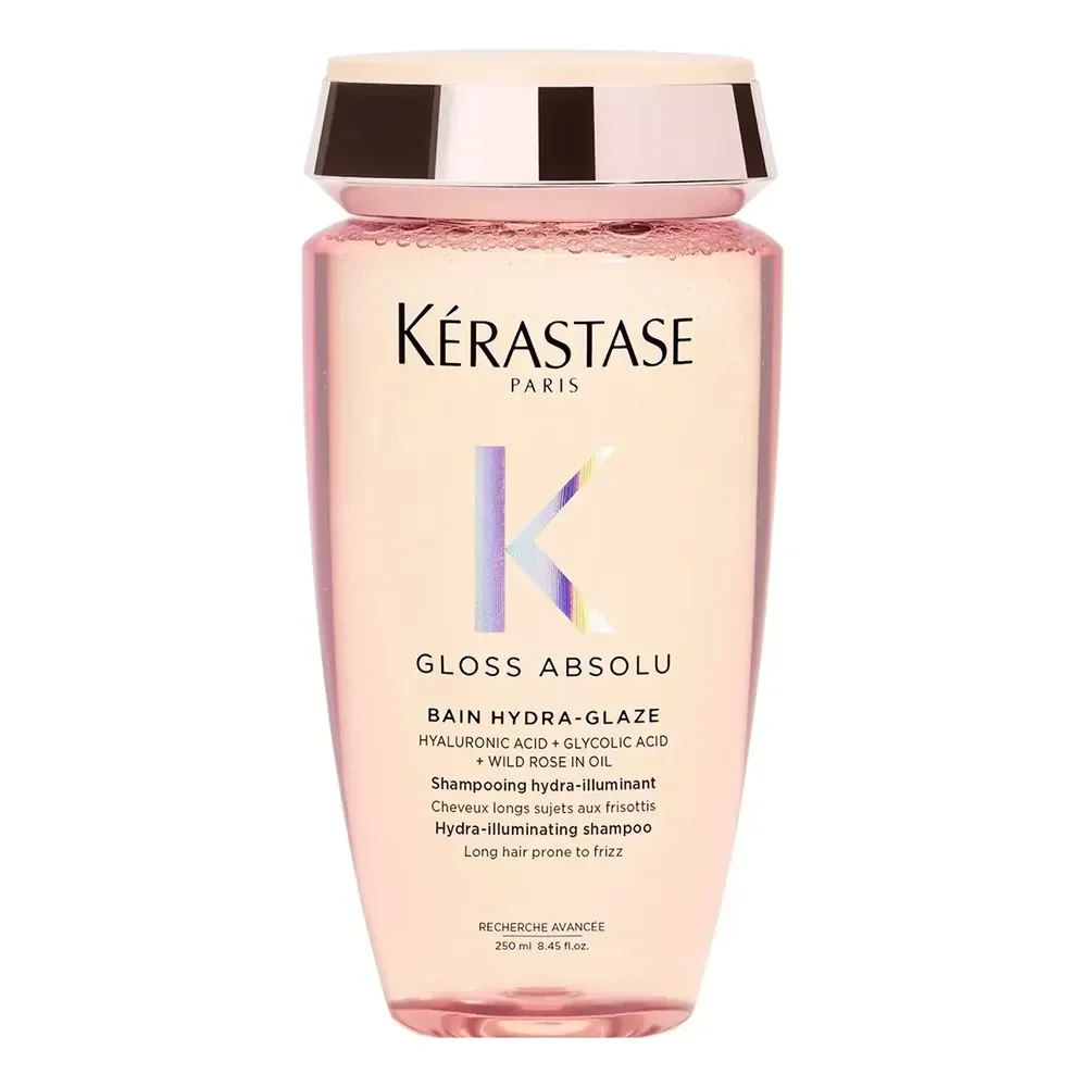 ✨ Kérastase, Bain Shampoo, Gloss Absolu, Hydra Glaze, Ação Anti-frizz Com Ácido Hialurônico, Ácido Glicólico E Óleo De Rosa Silvestre, Potencializa O Br...