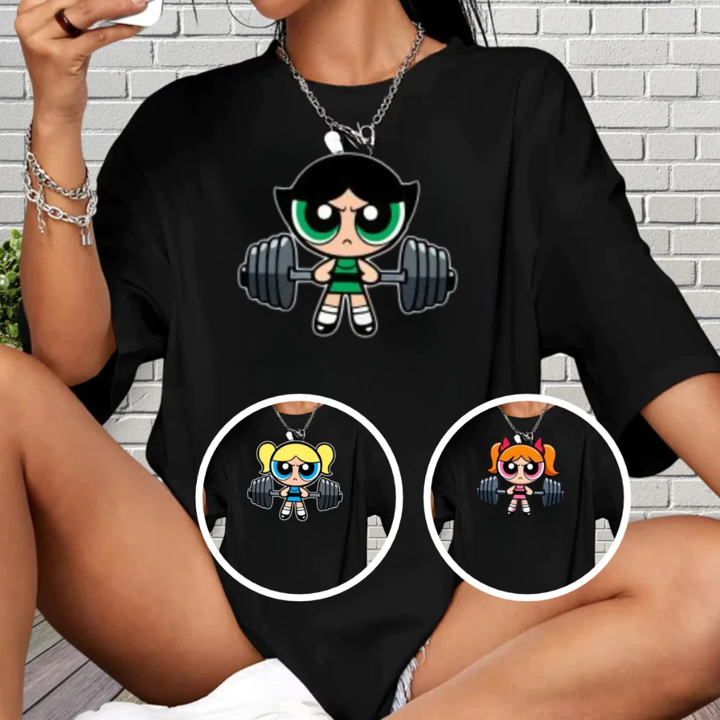 Camiseta Feminina Oversized 100% Algodão Estampada - Academia - Treino - Fitness Look