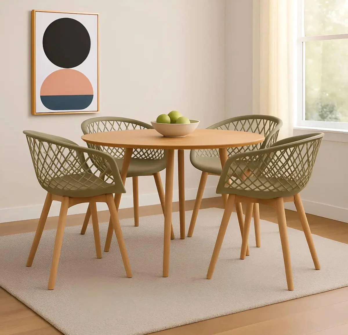 Kit 4 Cadeiras De Jantar Web Pé Wood Modelo Premium Maciça Estrutura da cadeira Madeira Assento Nude