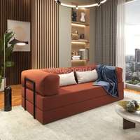 🛍️ Sofá Vira Cama Casal Inteiro Espuma Cor Terracota Na Caixa Terracota