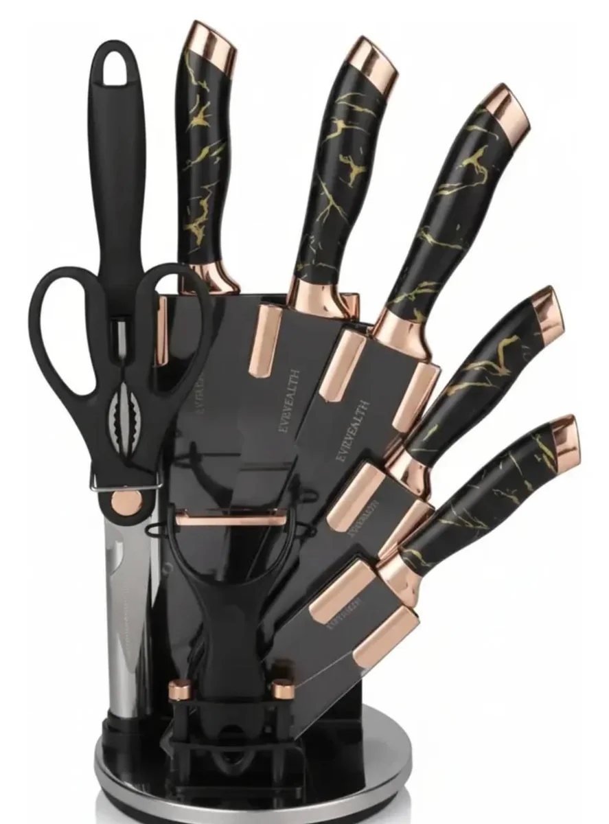 Jogo De Facas Top Chef Inox Com Suporte Giratório 9 Peças